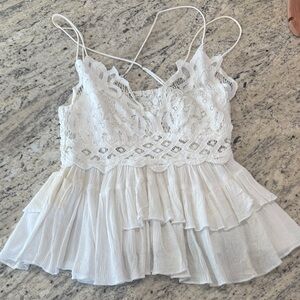 Free People White Lace Tank Top